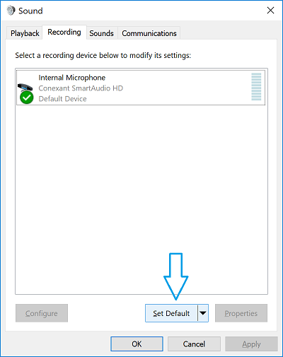 Set default audio device