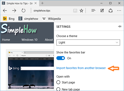 Import favorites from another browser