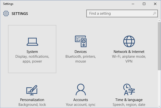 Open system Settings