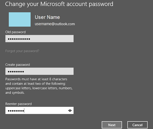 change account password